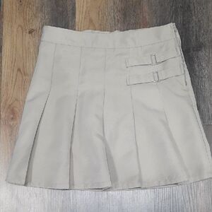 French Toast Khaki Skirt with Buckle Accent